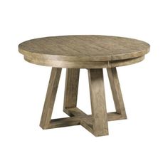 a round wooden table with two legs