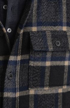 A brushed finish brings up the softness of this button-up cut from heavyweight flannel that adds a burly layer of warmth against the season's cold. Front button closure Spread collar Long sleeves with button cuffs Chest button-flap patch pockets 53% polyester, 40% cotton, 4% nylon, 3% acrylic Machine wash, tumble dry Imported Classic Flannel Outerwear With Button Closure, Classic Button-up Flannel Outerwear, Winter Flannel Outerwear With Snap Buttons, Winter Collared Flannel Shirt With Snap Buttons, Flannel Button-up Outerwear With Snap Buttons, Plaid Button-up Shacket For Outdoor, Classic Winter Flannel Shirt With Button Closure, Flannel Button-up Shacket With Button Closure, Winter Outdoor Button-up Shirt