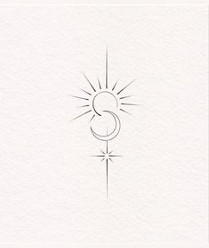 a drawing of the letter s with a sun in the middle and stars around it