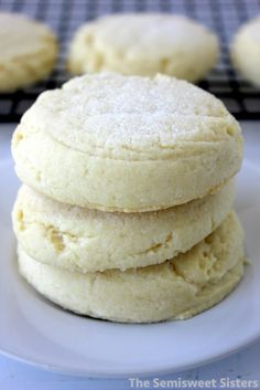 three white cookies stacked on top of each other