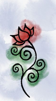 a drawing of a red rose on a white background