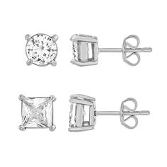 Upgrade your jewelry collection with this versatile and beautiful stainless steel cubic zirconia stud earring set. Upgrade your jewelry collection with this versatile and beautiful stainless steel cubic zirconia stud earring set. Length: 6 mm Backings: post Metal: stainless steel Finish: polished Packaging: boxedSTONE DETAILS Stone type: cubic zirconia Total weight: 4 1/5 ct. Shape: princess cut, round Setting: prong Gemstones may have been treated to enhance their appearance. Special care may b Post Metal, Stud Earrings Set, Stud Earring, Princess Cut, Jewelry Earrings Studs, Earring Set, Cubic Zirconia, Jewelry Collection, Jewelry Watches