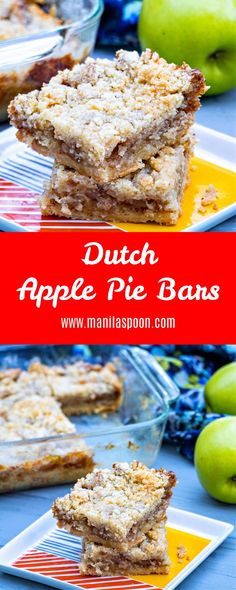 All the flavors of your favorite apple pie and the delicious Dutch-style crumb topping make these bar cookies exceptionally yummy! Easy to make as well - Dutch Apple Pie Bars! Dutch Apple Pie Bars, Dutch Apple Pie, Apple Pie Bars, Berry Recipes, Dutch Apple, Dutch Style, Vegetarian Desserts, Holiday Pies, Dessert Bites