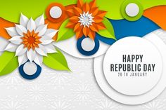 an image of happy republic day with flowers