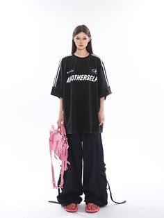 0 Baggy Black Tops For Summer, Black Half Sleeve T-shirt For Streetwear, Black Half Sleeve T-shirt With Letter Print, Black Half Sleeve Tops For Summer, Black Half Sleeve Summer Tops, Black Graphic Print Half Sleeve Top, Black Baggy Short Sleeve Tops, Baggy Black Casual Tops, Black Casual Baggy Tops