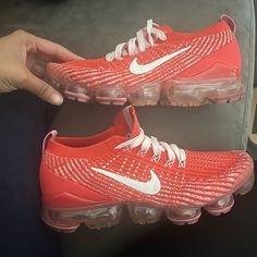 Good Condition, Only Worn 3 Times. Shoe Is Very Comfortable And Light, Material Makes You Feel Like You’re Wearing A Sock. Colors Are Red, Pink And White. Nike Vapor Max Fly Knit 3, Nike Vapor Max, Vapor Max, Nike Vapor, Shoes Nike, Pink And White, Womens Shoes Sneakers, Make You Feel, Feel Like