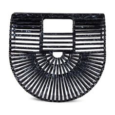 Cult Gaia Ark Mini Cutout Acrylic Top-Handle Bag Color Black New * Cult Gaia "Ark" Top Handle Bag In Cutout Acrylic Cutout Top Handles Open Top Unlined Approx. 8.5"H X 9.1"W X 2.6"D Spot Clean Imported About Cult Gaia: Cult Gaia Creates Women"S Shoes And Handbags That Capture The Unique Combination Of Artwork And Utility. Every Design Features A Head-Turning Structural Quality. Black Rectangular Satchel Fashion Accessory, Black Shoulder Bag With Bamboo Round Handle, Black Shoulder Bag As Fashion Accessory, Black Rectangular Shoulder Bag With Bamboo Handle, Modern Black Shoulder Bag With Bamboo Handle, Black Clutch With Top Carry Handle For Shopping, Chic Black Bag With Bamboo Handle, Black Top Handle Shoulder Bag, Daily Use Clutch With Detachable Round Handle