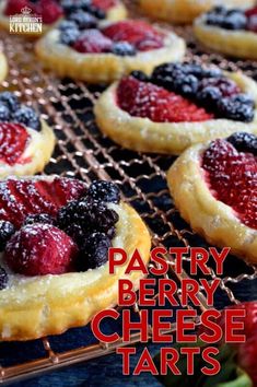 fresh fruit tarts cooling on a rack