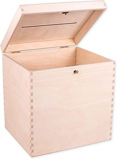 an empty wooden box is shown on a white background