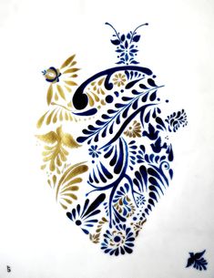 Watercolor, acuarela en papel fabriano Talavera Art Mexican Style, Mexican Talavera Tattoo, Otomi Tattoo, Talavera Tattoo, Anatomical Heart Drawing, Talavera Art, Talavera Pattern, Talavera Design