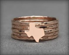 Texas Ring Set – LE Jewelry Designs, Texas Stacking Rings Texas Shape, Texas Jewelry, Texas Star, Hammered Band, Stacking Ring Set, Handcrafted Rings, Dainty Ring, Stacking Ring, Stacking Rings