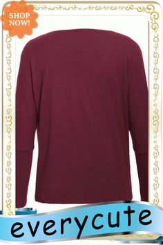 Burgundy Concise Pullover Sweatshirt Red Long Sleeve T-shirt For Loungewear, Solid Color Crew Neck Top For Loungewear, Crew Neck Solid Color Top For Loungewear, Casual Burgundy Long Sleeve Tops, Burgundy Casual Crew Neck Top, Casual Burgundy Crew Neck Top, Winter Sweatshirt, Fall Sweatshirt, Pullover Sweatshirt