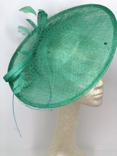 Jade Green Fascinator Hatinator Derby Hat, Womens Tea Party Hat, Church Hat, Derby Hat, Fancy Hat, Royal Hat, Tea Party Hat, weddin Royal Ascot Mini Hats With Feathers, Royal Ascot Feathered Mini Hats For Races, Mini Hats With Feathers For Royal Ascot Races, Feathered Mini Hats For Royal Ascot Races, Ostrich Feather Mini Hats For Races, Feather Trim Costume Hats For Kentucky Derby Races, Royal Ascot Ostrich Feather Fascinator, Royal Ascot Mini Hats With Ostrich Feathers For Races, Ostrich Feather Mini Hat For Royal Ascot Races