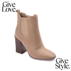 in stock Trendy Chelsea Boots With Stacked Heel For Fall, Fall Medium Width Faux Leather Booties, Fitted Faux Leather Booties For Fall, Trendy Faux Leather Booties For Fall, Fall Faux Leather Booties With Stacked Heel, Flexible Stretches, Journee Collection, Shoes Booties, Bootie