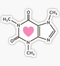 the chemical model for love sticker is shown in pink and white with a heart on it