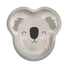 a paper plate with a cute koala face on it's side and eyes closed