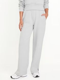 High-Waisted Dynamic Fleece Trouser Pants | Old Navy Stretch Sweatpants With Pull-on Style, Comfortable Straight Sweatpants With Pull-on Style, Sporty Relaxed Fit Pull-on Bottoms, Comfortable Pull-on Sweatpants For Fall, Relaxed Fit Solid Sweatpants With Pull-on Style, Casual Sweatpants With Straight Hem, Comfort Stretch Solid Color Pull-on Pants, Stretch Straight Sweatpants With Pull-on Style, Versatile Wide Leg Pull-on Sweatpants