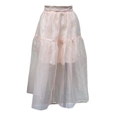 Maje Pale Pink Tulle Midi Skirt With Side Zipper Size 2 Waist 14 Length 36 Feminine Summer Evening Skirt, Feminine Maxi Skirt For Spring Evening, Feminine Evening Maxi Skirt For Spring, Elegant Sheer Skirt For Spring, Feminine Flowy Evening Skirt, Tiered Skirt For Evening In Spring, Feminine Sheer Skirt For Spring, Sheer Feminine Skirt For Spring, Feminine Summer Evening Bottoms