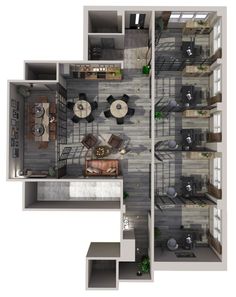 an overhead view of a two bedroom apartment