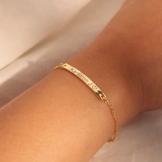 "❤️ Grab 3 fabulous items and enjoy a delightful 25% off when you use the code BUY3GET25 Elevate your gifting with our 925 sterling silver gold plated personalized bracelets. Engraved with your name, initial, or a special date, they're more than just jewelry - they're a heartfelt, personalized gift for her, a constant reminder of your unique connection and thoughtfulness #YOU MAY LIKE THIS silver bar cotton bracelet https://www.etsy.com/listing/1492776594/silver-bar-cotton-bracelet-best-gift Hea Meaningful Hypoallergenic Name Bracelet As Gift, Personalized Minimalist Name Bracelet, Custom Text Adjustable Jewelry, Hypoallergenic Nameplate Jewelry As A Gift, Personalized Name Bracelet For Everyday Use, Personalized Name Bracelet For Everyday, Engraved Name Bracelet For Mother's Day Anniversary, Engraved Name Bracelet For Anniversary Mother's Day, Engraved Name Bracelet For Anniversary And Mother's Day