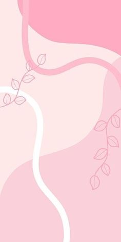 a pink and white background with leaves on the branches, in shades of light pink