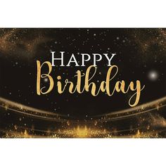 a black and gold birthday card with the words happy birthday