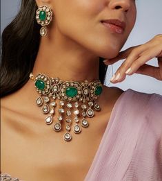 Very Gorgeous and elegant Sabyasachi Jewelry Inspired Victorian Kundan Moissanite Polki stone choker with matching  Stud earrings Necklace Is adjustable With Dori sonsits Perfectly Onnthe Neck Earrings Have Pushbacks  Perfect to wear at weddings occasions. Highest quality and craftsmanship.  Customized orders takes 3 to 4 weeks, depending on piece requirements.  The Ombre Designs Jewelry pieces can be customized in accordance with your requirement.  Please Email or Whats app on : +91 8448833193 / sonalikamehra@theombredesigns.com Victorian Jewelry Necklace, Sabyasachi Jewelry, Polki Choker, Sabyasachi Jewellery, Fancy Jewelry Necklace, Polki Necklace, Stone Choker, Indian Necklace, Kundan Necklace