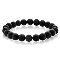 Wear this sharp and stylish bead bracelet to reflect your unique style. The stretch bracelet has 20 natural stone beads contrasting one matte onyx bead each measuring 3/8 inches wide. | Matte Onyx 10mm Stone Bead Stretch Bracelet | 1-800-Flowers Everyday Gift Delivery Men's Polished 10Mm Natural Stone Bead Stretch Bracelet Black Onyx Bracelet, Black Beaded Bracelets, Bracelet Mens, Everyday Gifts, Stylish Bracelet, Onyx Bracelet, Onyx Bead, Onyx Stone, Jewelry Online Shopping