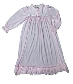 This vintage-inspired nightgown is a classic long-sleeve pink nightgown with a pink ribbon inlay. This nightgown will soon be her favorite! You won't need to ask her twice to get ready for bed. A comfortable classic for any little girl! Size Chart Lovingly sewn in the USA. White Nightgown, Pink Nightgown, Girls Nightgown, Vintage Kids Clothes, Classic Girl, Vintage Nightgown, Gowns For Girls, Drawing Inspo, Porcelain Doll