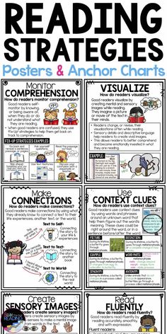 reading strategy posters and anchor chart with text