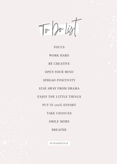 the words to do list are written in black ink on a light pink background with white spots