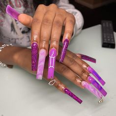 Purple Acrylic Nails, Baddie Nails, Her Nails