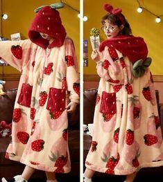 Find ideas๏ฟฝand inspiration for Japanese Lolita sweet strawberry bathrobe women hooded Warm pajamas Nightwear, Intimates & Sleep Plush Robe, Mia 3, Swaggy Outfits, Kawaii Clothes, Character Outfits, Kawaii Fashion, Cute Fashion