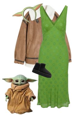 a baby yoda outfit and hat with shoes