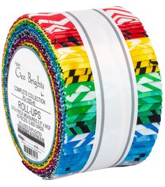 multicolored roll - ups of colored paper with white stripes on each side and black stripe at the bottom