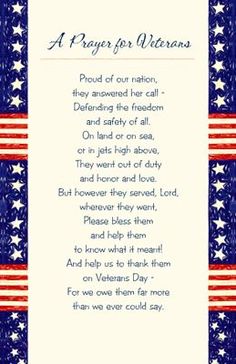 a prayer for veterans with an american flag background