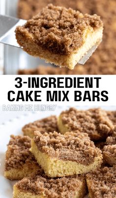 three ingredient cake mix bars on a white plate