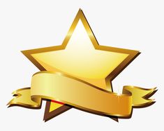 a golden star with a ribbon on it