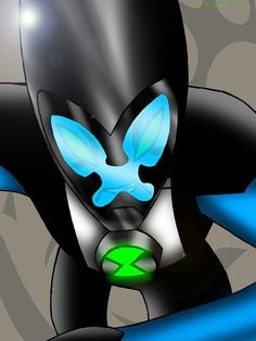 an animated image of a man with blue eyes and black skin, holding his hands on his hips