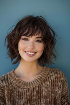 Wavy Layered Bob With Bangs, Wavy Hair Bob With Bangs, Winter Short Hair, Short Wavy Hair With Bangs, Short Hair Care, Products For Short Hair, Easy Short Hair Styles, Fine Hair Bangs, Japanese Hairstyles