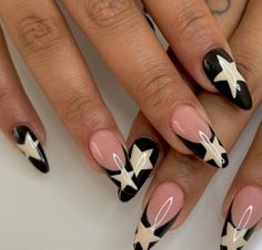 Easy Nails, Colorful Nails, Basic Nails, Y2k Nails, Nail Swag, White Nail, Diy Nail Art, Star Nails, Stick On Nails