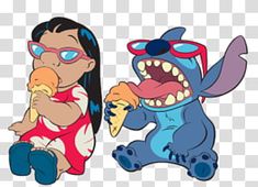 two cartoon characters one is eating an ice cream cone