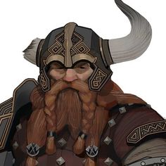 an image of a viking with long hair and beard wearing a horned headdress