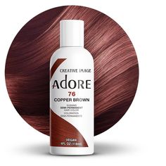 Pack of 1 Adore Hair Color - please verify color name in the Product Title Transform your hair with the vibrant and long-lasting hues of Creative Image Adore Semi-Permanent Hair Color. This innovative hair dye is designed to infuse each strand with rich, radiant color while maintaining the health and integrity of your hair. Free from harsh chemicals like ammonia, peroxide, and alcohol, Adore provides a gentle yet effective coloring experience that leaves your hair feeling soft, silky, and full of life. Adore’s unique formula is enriched with natural ingredients that nourish and condition your hair, ensuring that it remains healthy and vibrant. The semi-permanent nature of the dye means that it gradually fades over time, allowing you to experiment with different shades without the long-term Brown Adore Hair Dye, Adore Hair Color, Adore Hair Dye, Punky Color, Hair Color Cream, Semi Permanent Hair Color, Temporary Hair Color, Copper Brown, Bleach Blonde