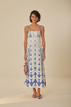 Off-White Graphic Fishes Euroflax™ Premium Linen Maxi Dress – FARM Rio Dress Kebaya, Frock Patterns, Designer Kurti Patterns, Dinner Dress Classy, Swimwear Dress, Linen Maxi Dress, Looks Chic, Farm Rio, Rebecca Taylor