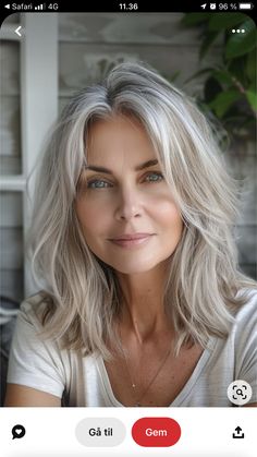 Women With Gray Hair, Grey Shoulder Length Hair, Low Maintenance Mid Length Haircut, Women With White Hair, Medium Length Gray Hair Over 50, Grey Hair Bob, White Gray Hair, Trendy Hairstyles 2024, Long Gray Hair Over 50