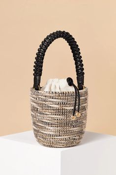 Rwanda Africa, Lunch Pail, Women Artisans, Sustainable Materials, Nappa Leather, Fun Bags, Decorative Wicker Basket, Leather Handle, Basket Weaving