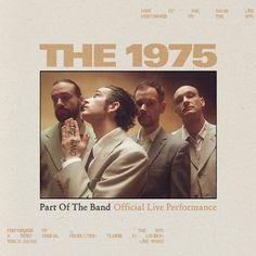 an album cover with three men in suits and one is holding his hand up to his face