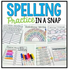 spelling practice in a snap with rainbow writing