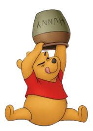 a winnie the pooh character holding up a pot on top of it's head